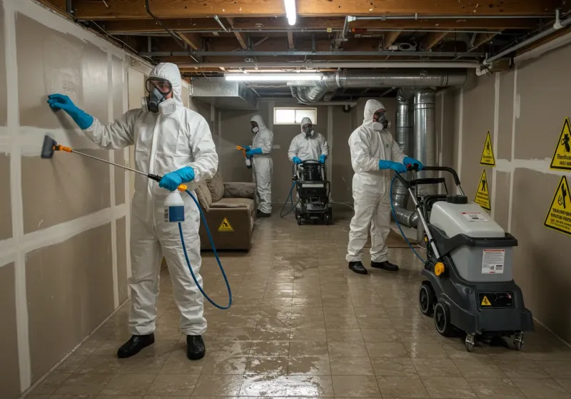 Basement Moisture Removal and Structural Drying process in Waltham, MA